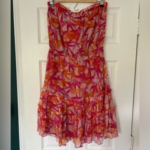 Diane Von Furstenberg Orange and Pink Pretty Dress- size 8